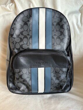 NWT! Rare! Coach Houston Signature Canvas West Varsity Stripe Backpack F67250
